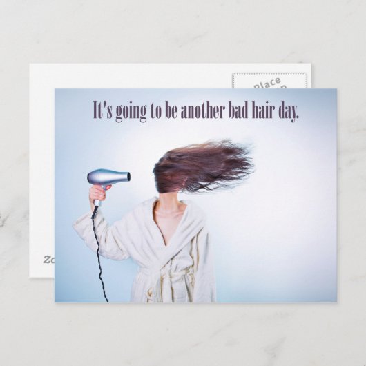 Funny Bad Hair Day carte postale (Devant / Derrière)