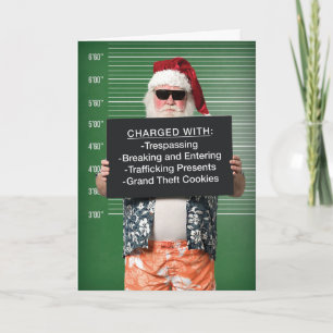 Funny Bad Santa Arrested Holiday Card Feestdagen Kaart