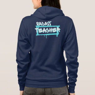 Funny Badass-leraar in White Bold Font Hoodie