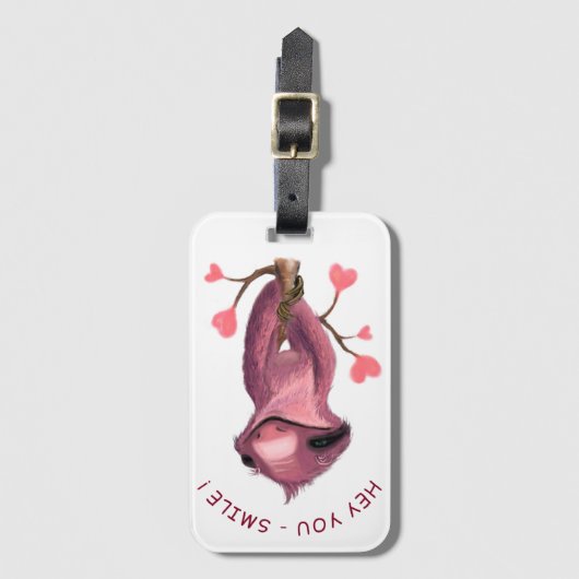 Funny Bagagelabel Happy Sloth Smile - Aangepaste t (Voorkant (verticaal))