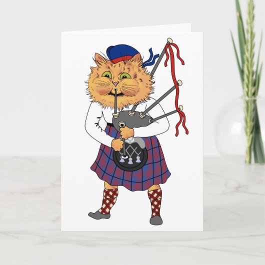 Funny Bagpipe die Scottish Cat Kaart speelt (Voorkant)