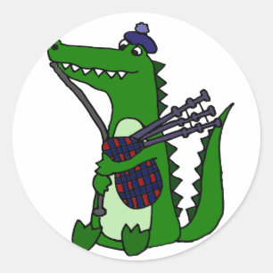 Funny Bagpipe Plays Alligator Ronde Sticker