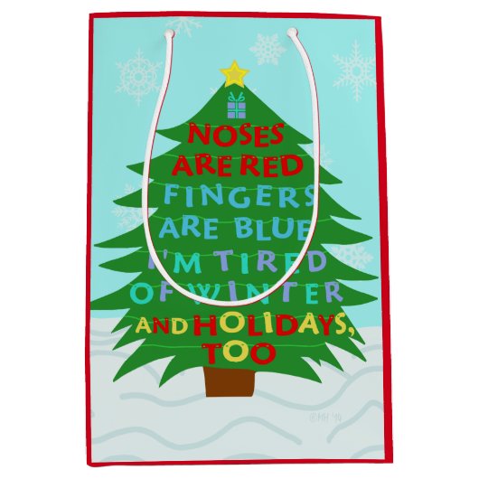 Funny Bah Humbug-kerstgedicht Medium Cadeauzakje (Voorkant)