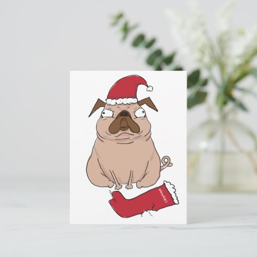 Funny Bah Humpug Père Noël Carlin Carte de Noël pe (Debout devant)