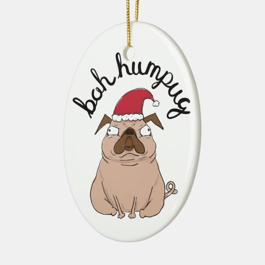 Funny Bah Humpug Santa Pug kerstversiering Keramisch Ornament (Links)