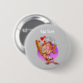 Funny baker cartoon brood maker gepersonaliseerd ronde button 5,7 cm (Voorkant /achterkant)