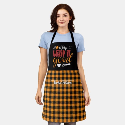Funny Baker Pastry Chef Black Yellow Pset Pattern Schort (Gedragen)