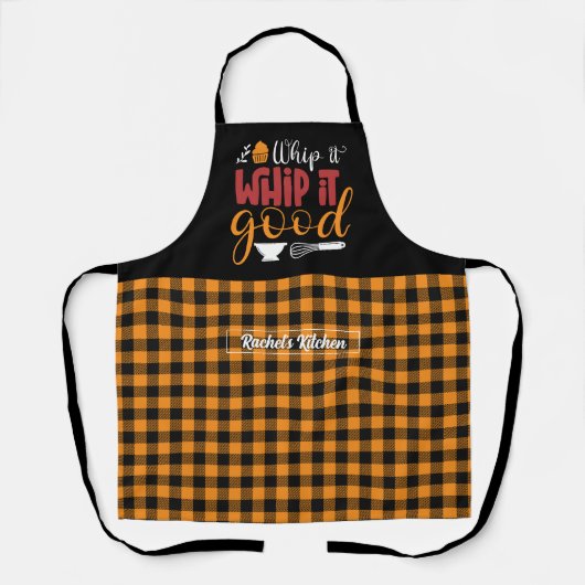 Funny Baker Pastry Chef Black Yellow Pset Pattern Schort (Voorkant)