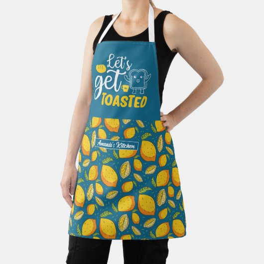 Funny Baking Bread Let's Get Toasted Lemon Pattern Schort (Insitu)