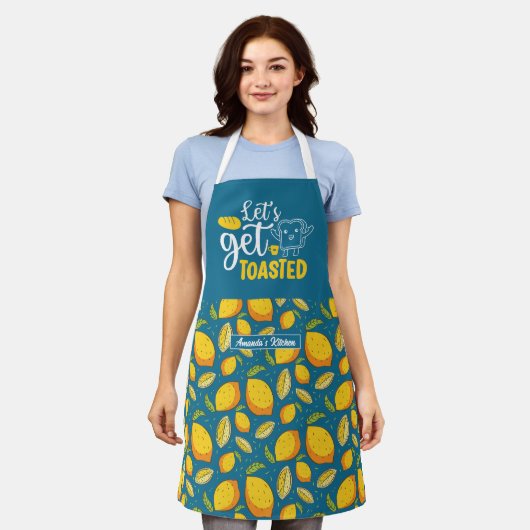 Funny Baking Bread Let's Get Toasted Lemon Pattern Schort (Gedragen)