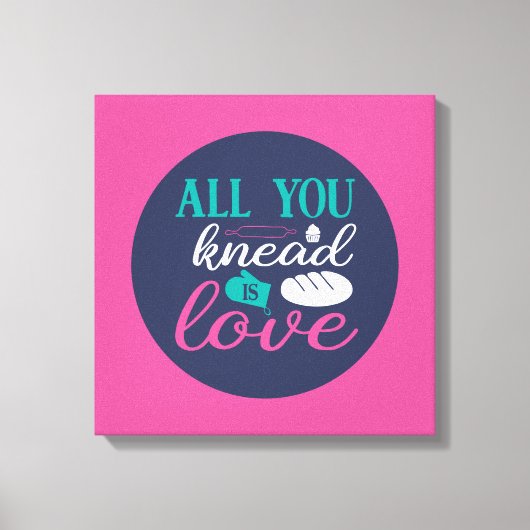 Funny Baking Knead Love Typography Trendy Color Canvas Afdruk (Voorkant)