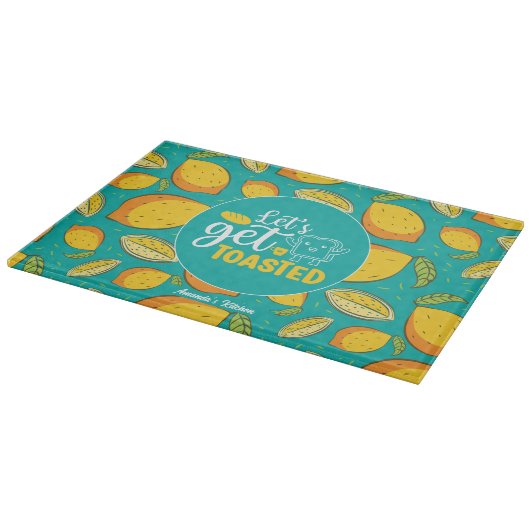 Funny Baking Pun Retro Lemon Pattern Snijplank (Hoek)