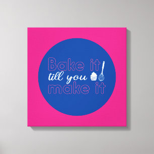 Funny Baking Quote Typography Art Retro Color Canvas Afdruk