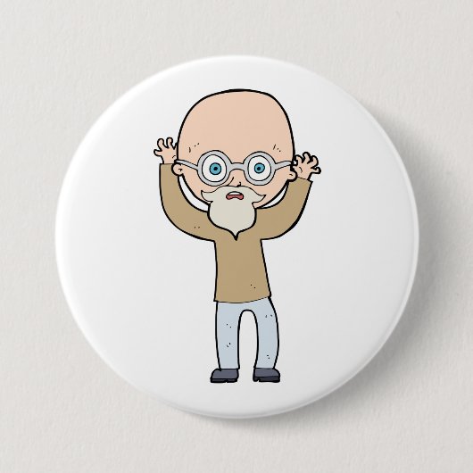 Funny Bald Quirky Old Man with Beard Ronde Button 7,6 Cm (Voorkant)
