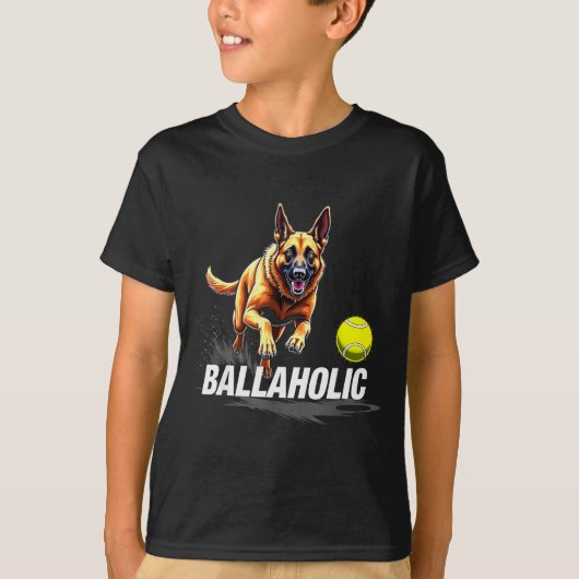 Funny Ballaholic Belgian Shepherd Dog Chasing Mali T-shirt (Voorkant)