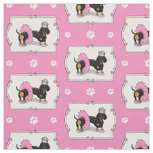 Funny Ballerina Princess Dachshund (zwart-wit) Stof