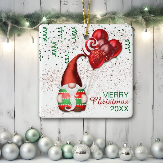 Funny Balloon Gnome Keramisch Ornament