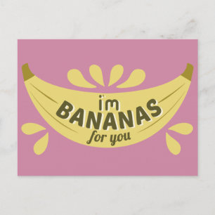 Funny banana illustratie Ik ben bananen voor jou Briefkaart