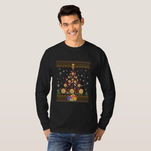 Funny Banjo Kerstmis Ugly Sweater Kerstmis Tree T-shirt (Voorkant volledig)