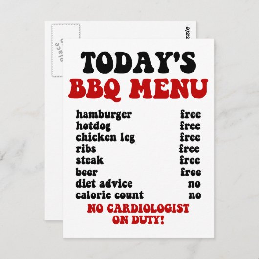 Funny Barbecue Menu (Voorkant / Achterkant)