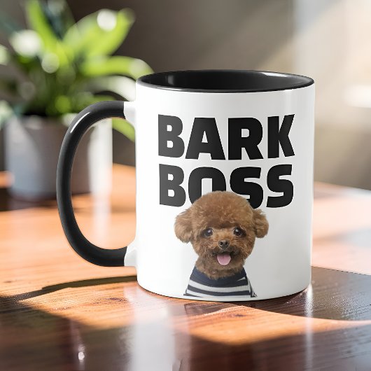 Funny Bark Boss Dog Photo Personalized Mok