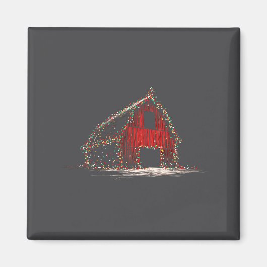 Funny Barn Christmas Graphics Lights Lover Farm Fa Magneet (Voorkant)