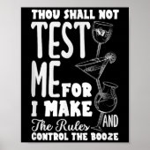 Funny Bartender Thou Shall Not Test Me Quote Poster (Voorkant)