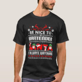 Funny Bartending Gift Festive Ugly Kerstmis Barte T-shirt (Voorkant)