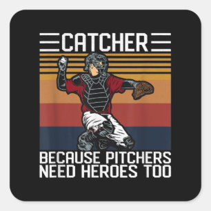 Funny Baseball Catcher  Pitchers heeft liefde nodi Vierkante Sticker