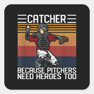 Funny Baseball Catcher  Pitchers heeft liefde nodi Vierkante Sticker