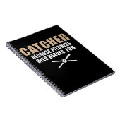 Funny Baseball Player Kinder Softball Catcher Notitieboek (Rechterzijde)
