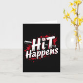 Funny Baseball Quote Gift Hit Happens  Kaart (Gele Bloem)