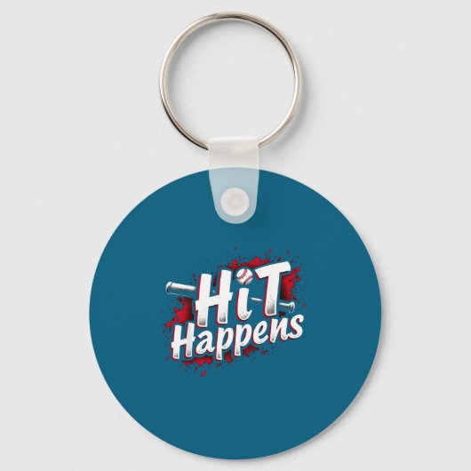 Funny Baseball Quote Gift Hit Happens  Sleutelhanger (Voorkant)