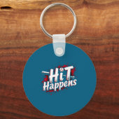 Funny Baseball Quote Gift Hit Happens  Sleutelhanger (Voorkant)
