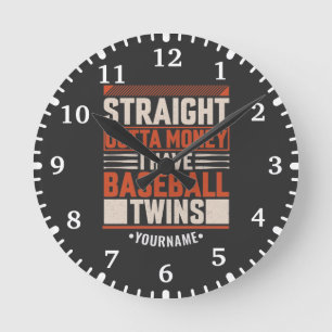 Funny Baseball Twin Parent Gift Ronde Klok