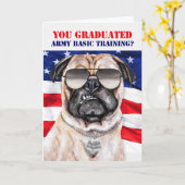 Funny Basic Training Humor Pug Dog Afstuderen Kaart (Gele Bloem)