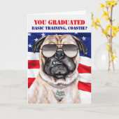 Funny Basic Training Pug Dog Coast Guard Afstudere Kaart (Gele Bloem)
