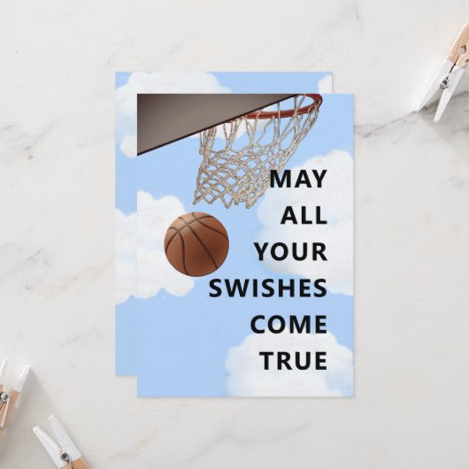 Funny Basketball carte d'anniversaire (Devant/Arrière en situation)