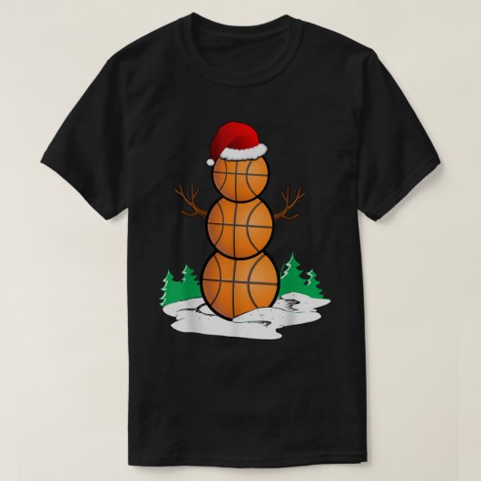 Funny Basketball Christmas Snowman T-shirt (Design voorkant)