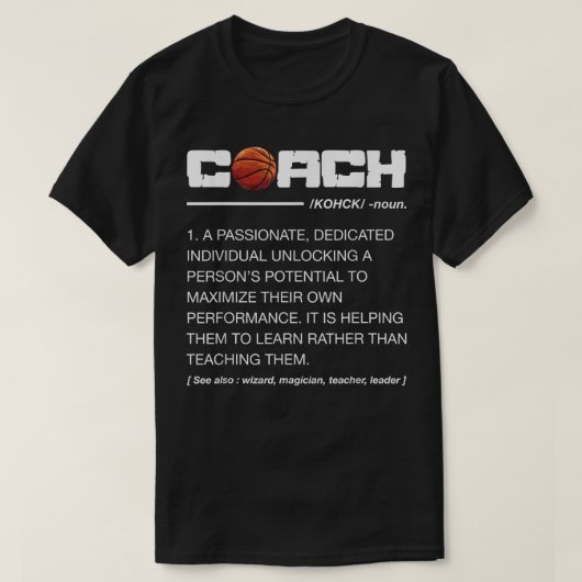Funny Basketball Coach Definition Coaching T-shirt (Design voorkant)
