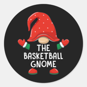 Funny Basketball Gnome Kerstwedstrijd Familie B Ronde Sticker