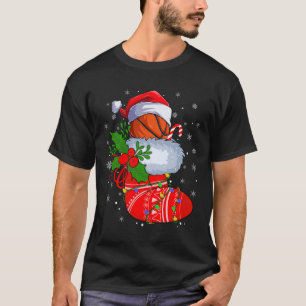 Funny Basketball in kerstSokken Santa Basketba T-shirt