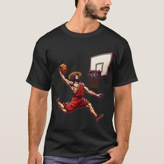 Funny Basketball Retro Jésus Christ T-shirt (Devant)