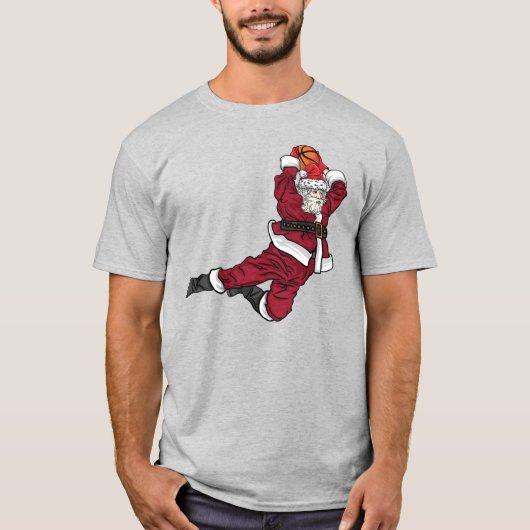 Funny Basketball Santa Dunk T-shirt (Voorkant)