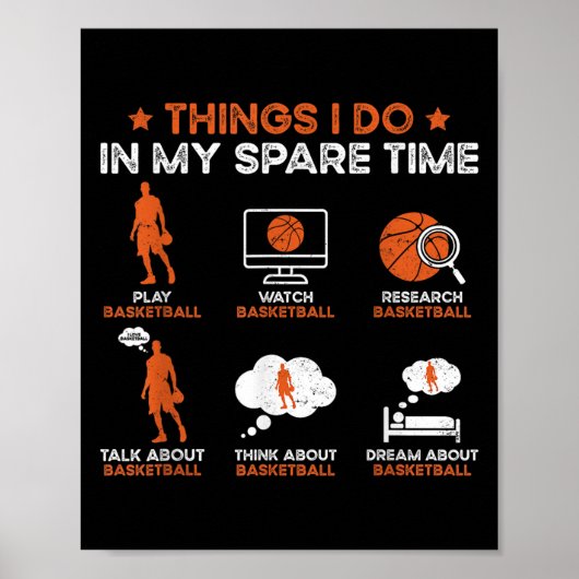 Funny Basketball Things I Do In My Spare Time Bask Poster (Voorkant)