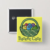 Funny Basketcase Pasen Vierkante Button 5,1 Cm (Voorkant /achterkant)