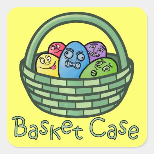 Funny Basketcase Pasen Vierkante Sticker (Voorkant)