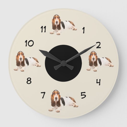 Funny Basset Hound Breed Wall Decor Grote Klok (Voorkant)