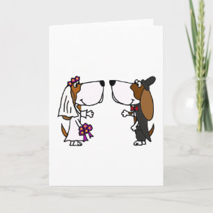 Funny Basset Hound Bride en Groom Wedding Art Kaart