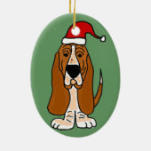 Funny Basset Hound in Santa Hat-kerstkunst Keramisch Ornament (Achterkant)